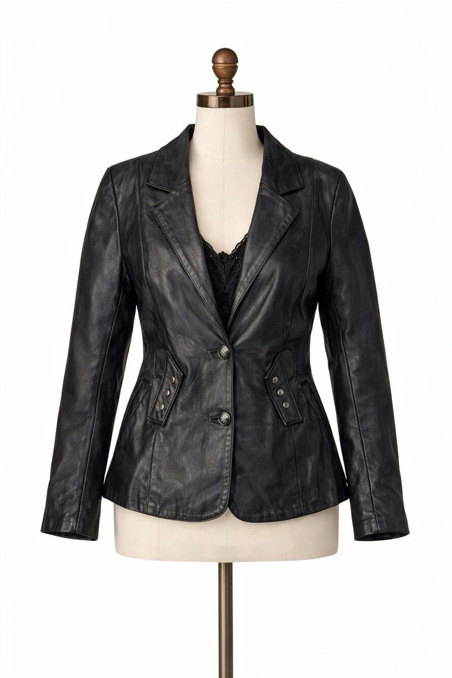 Vintage 90s Murat Pelle Black Leather Jacket M Turkish Supple Luxury Blazer